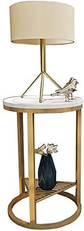 Telephone Table, Side Table Nordic Style Marble Round Telephone Table/Corner Table/Sofa Table/Coffee Table,19.6''x21.6'' (Color:Gold)