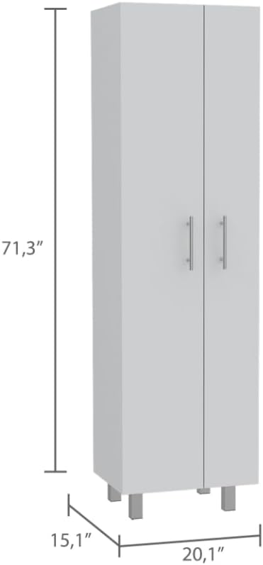 9-Shelf 2-Door Kitchen Island and Pantry Set in White and Light Oak | Combines 9 shelves and 2 doors for expanded storage capacity