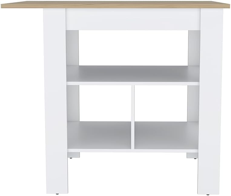 Kitchen Island Pompeya with Three Shelves White Finish | Three-shelf design with white finish and particle board construction