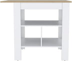 Kitchen Island Pompeya with Three Shelves White Finish | Three-shelf design with white finish and particle board construction
