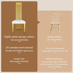 Dining Chairs Set of 6, Luxury Upholstered Boucle Chairs with Slatted Mirrored Polished Metal High Back and Legs, Modern White and Gold Dining Chairs with Breathable Backrest