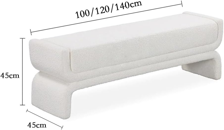 Modern Bedside Stool Bedroom Bench Simple Special-Shaped Living Room Long Home Shoe Changing Entryway(White,Medium)