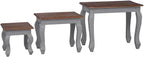 Nesting Table Set 3 Pieces Solid Mahogany Wood | Antique Style, Handmade Vintage, 3 Different Sizes, Durable Side Tables for Living Room