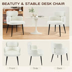 Modern Upholstered Dining Chair, Accent Chair with Soft Fabric, Black Metal Legs, Reading Chair for Living Room, Vanity Chair for Makeup Room, Bedroom, Beige