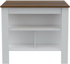 Burlingame Kitchen Island and Wall Cabinet Set - White & Walnut MDF