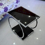 Telephone Table, Square Side Table,2 Layer Coffee Table,Telephone Table,Corner Table,Tempered Glass Sofa Side Table,554051CM(Silver