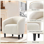 Yaheetech Small 25.5in Wide Sherpa Barrel Accent Chair for Bedroom, Ivory | Compact Cozy Barrel Chairs with a Curved Silhouette, Upholstered Furry Armchair for Small Spaces, Living Room Bedroom Corner