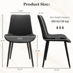 Black Dining Chairs Set of 8, Mid Century Modern Faux Leather Kitchen Chairs, Comfy Upholstered Dinner Chairs with Durable Metal Legs for Dinning Room Living Room Kitchen, Black