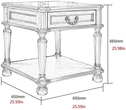 Telephone Table, Living Room Solid Wood Sofa Side Table,American Telephone Side Table,European Style Simple Retro Tea Table,Bedside Table with Drawers (