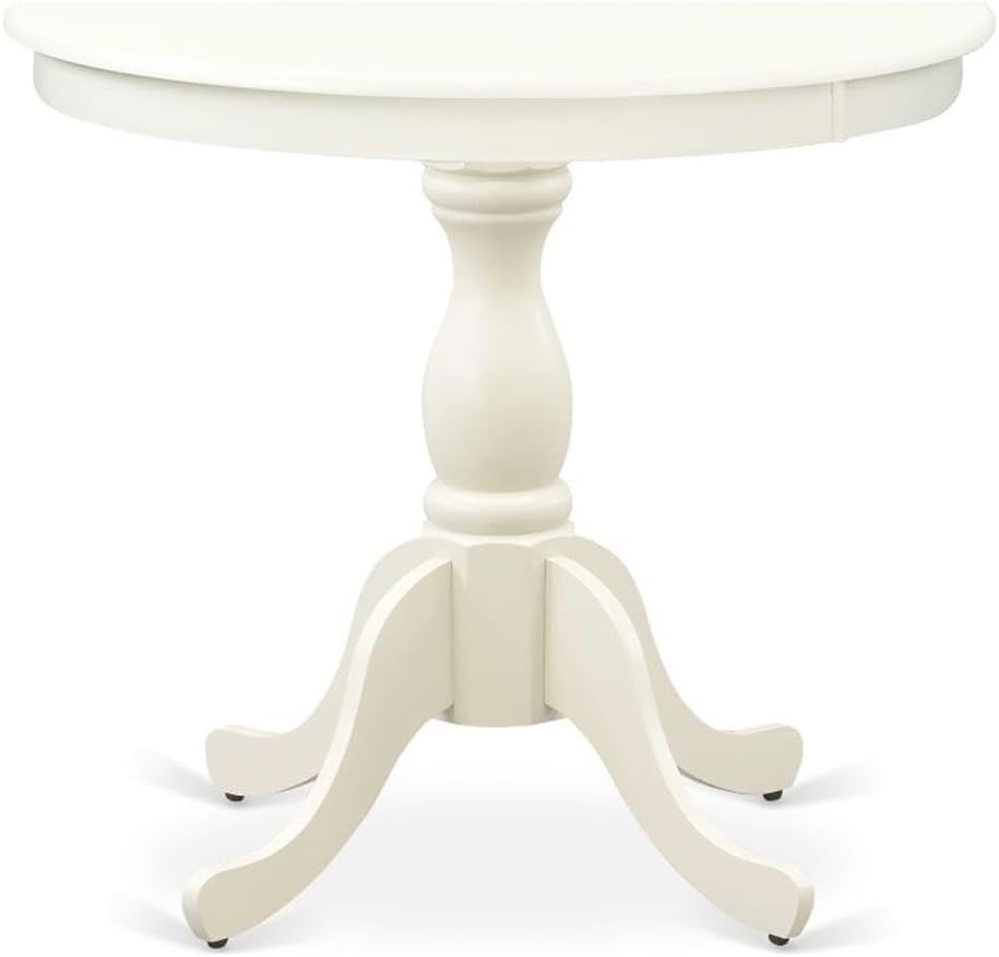 East West Furniture AST-LWH-TP Antique Modern Kitchen Table - a Round Dining Table Top with Pedestal Base, 36x36 Inch, Multi-Color