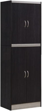 Home Square 4 Shelf Kitchen Pantry Set in Chocolate-Grey (Set of 2)
