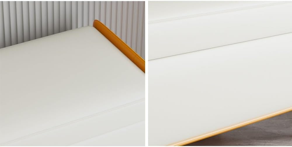 Modern Bed End Stool Bedroom Shoe Changing Entrance Bench Clothing Store Cloakroom Rest Sofa Storage Entryway(Off-White,Large)