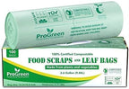 ProGreen Compostable Trash Bags 2.6 Gallon, 100 Count, Extra Thick 0.71 Mil, Small Compost Kitchen Bin Bags, Food Scraps Yard Waste Bags, Compost ASTM D6400 BPI and TÜV AUSTRIA Certified.