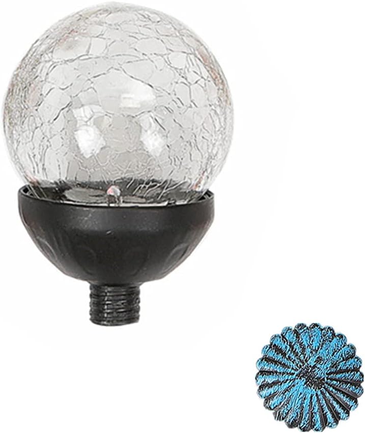 Solar Powered Glass Ball+Accessories - for Solar Wind Spinner Replacement Solar Light Parts (Blue)