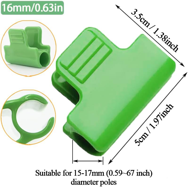 24pcs Greenhouse Clamps, Plant Clips, Garden Film Row Cover Netting Tunnel Hoop Clip for 15-17mm PVC Pole Tubes, Frame Shading Net Rod Clip Fix for Season Plant Extension Support (16mm)