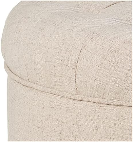 Homepop Home Decor Button Tufted Woven Round Storage Ottoman Large