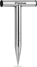 Stainless Steel Hand Dibber with Depth Markings & T-Handle, Rust-Resistant Bulb Planter Tool for Seeds, Seedlings & Bulbs – Ergonomic Design for Garden & Lawn