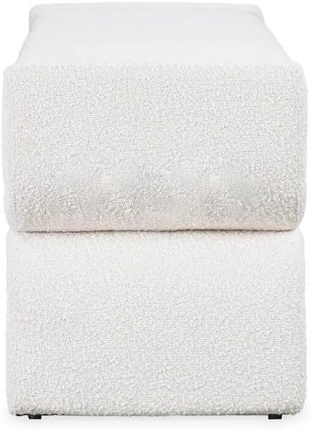 Modern Bedside Stool Bedroom Bench Simple Special-Shaped Living Room Long Home Shoe Changing Entryway(White,Medium)