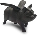 NACH Cast Iron Flying Pig Garden Statue - Black Door Stopper, Rustic Decor Sculpture, Paperweight, Outdoor Statue - 5.5x3.5x3.9 Inch, JS-92-040