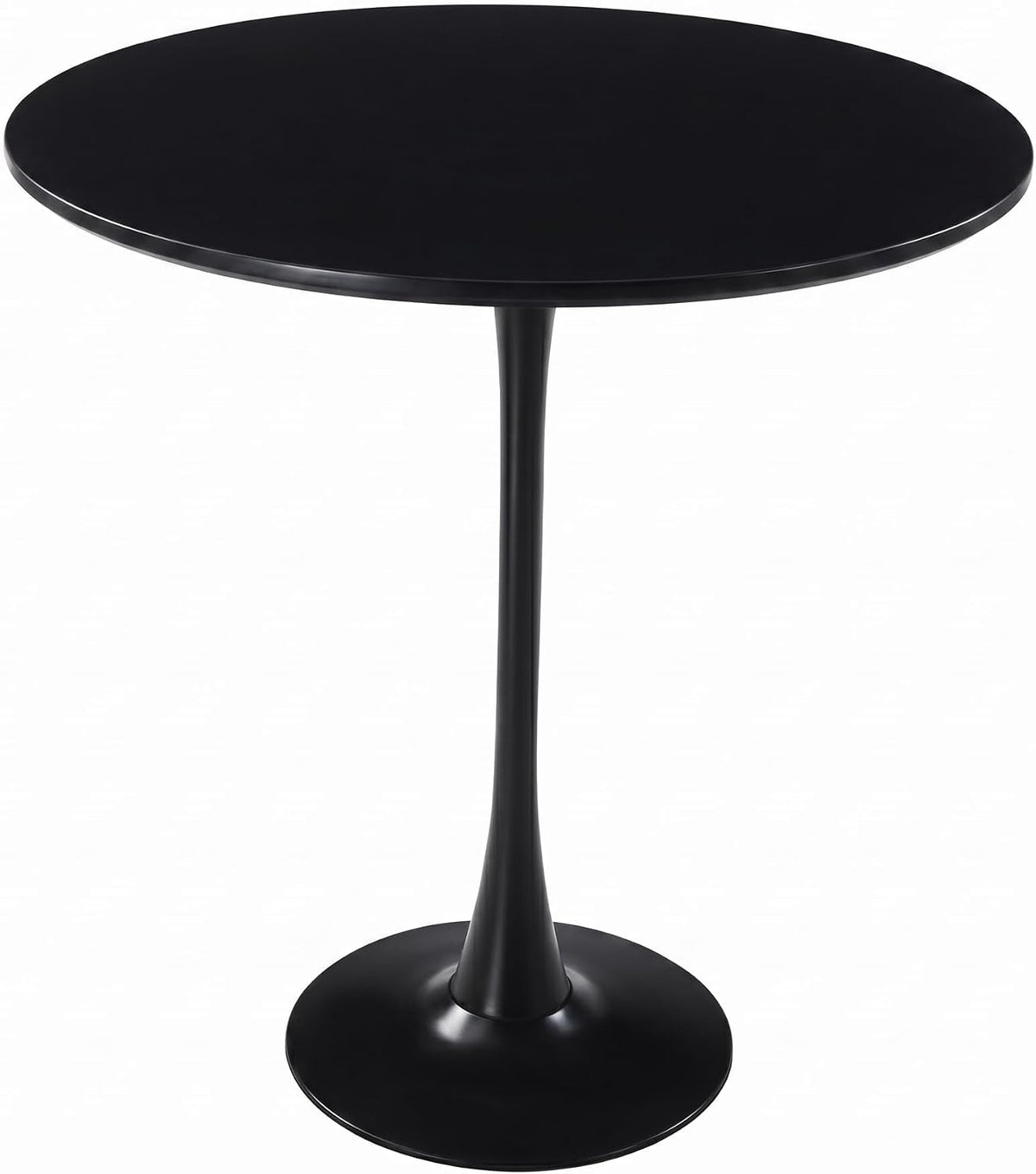 LeisureMod Bristol Collection 35" Round Bar Height Table, Modern MDF Top Pub with Black Pedestal Base, Bistro Cocktail Table for Kitchen, Dining Room, Cafe, Restaurant & Home Bar, Black