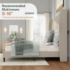 Jocisland King Bed Frame Linen Upholstered Wingback Headboard, Brown