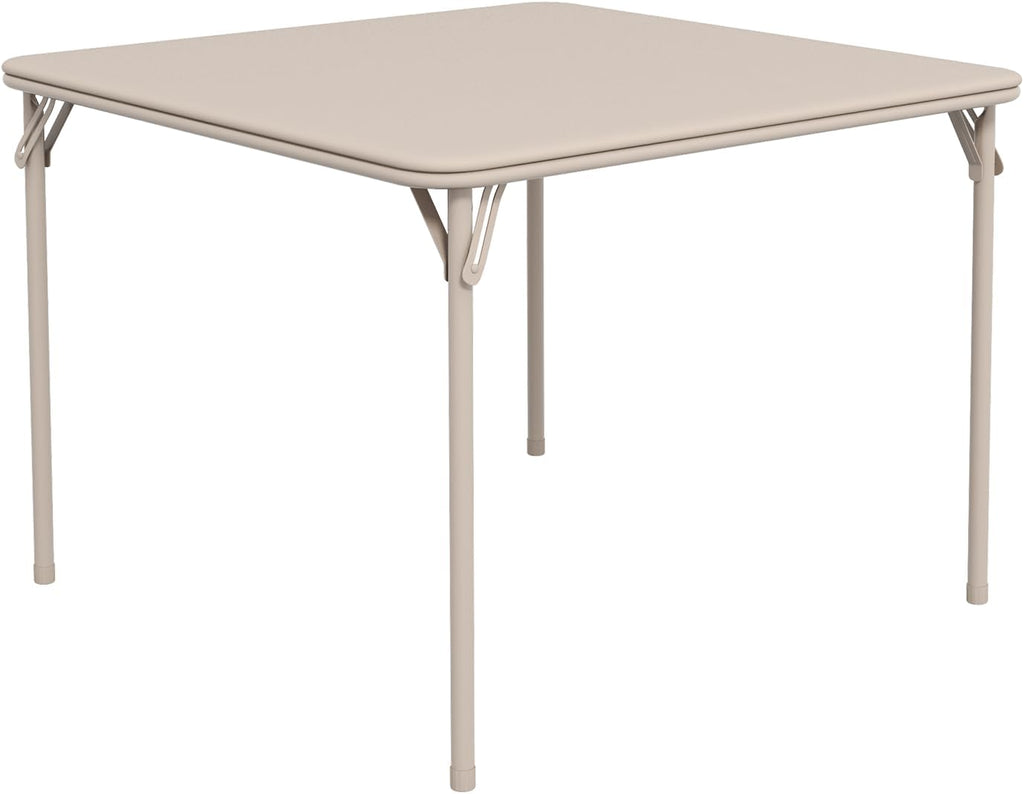 Folding Card Table, 34 Inch Portable Square Game Table with Collapsible Legs, Multifunctional Foladable Table with PU Padded Tabletop for Home, Parties, Picnics, Games, 1 Piece, Beige