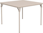 Folding Card Table, 34 Inch Portable Square Game Table with Collapsible Legs, Multifunctional Foladable Table with PU Padded Tabletop for Home, Parties, Picnics, Games, 1 Piece, Beige