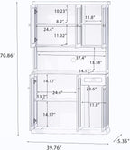 RASOO Buffet Hutch Cabinet Kitchen Sideboard Pantry Cabinet Wood Kitchenware Server Kitchen Storage Microwave Cabinet with 3 Doors Upstairs and 3 Doors downstairs and 1 Drawer, White (R0086)