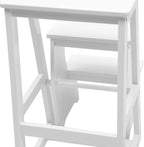 Wooden Folding Library Ladder Chair, 3-Step Multifunctional Step Stool, Display Ladder and Storage Shelf for Kitchens, Garages, Bars, Counters (White)