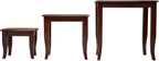 Nesting Side Tables 3 pcs Brown Solid Mahogany Wood | Space Saving Design, Easy Clean Surface, No Assembly Needed, for Living Room or Bedroom