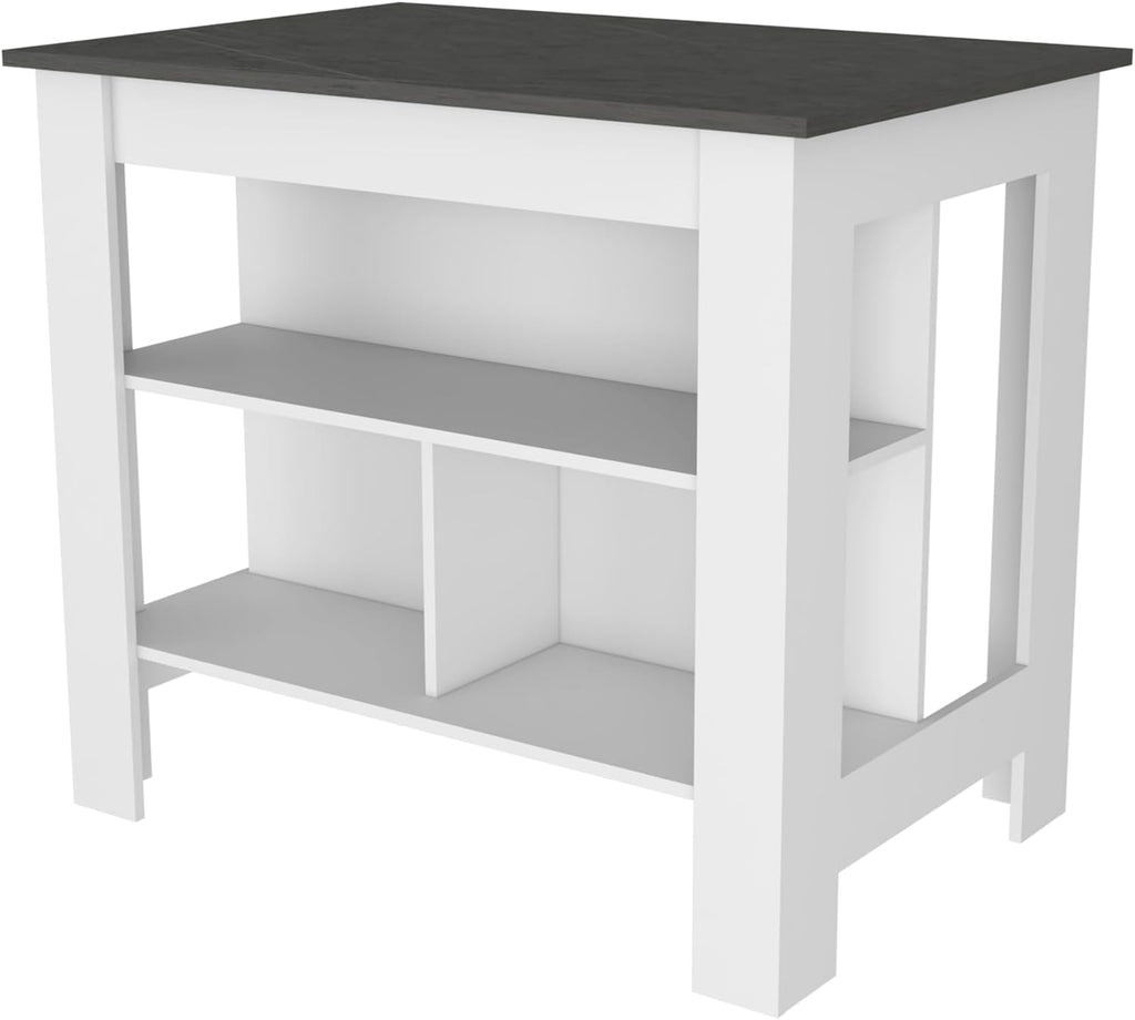 Kitchen Island with Three Concealed Shelves Multicolor | Three concealed storage shelves with dimensions