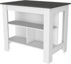 Kitchen Island with Three Concealed Shelves Multicolor | Three concealed storage shelves with dimensions