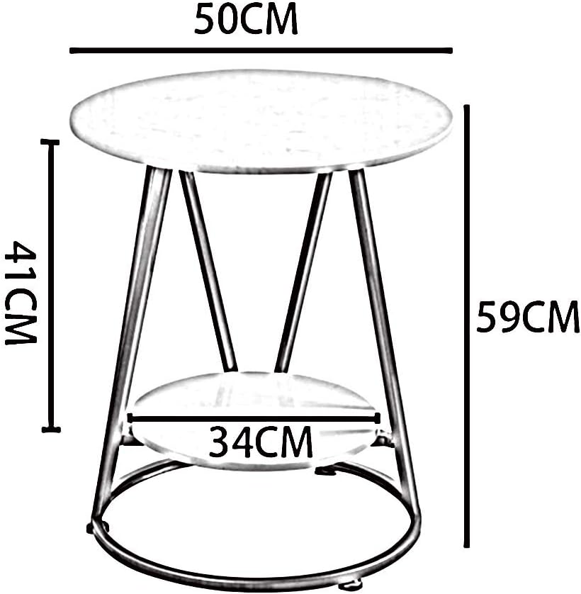 Telephone Table, Mini Side Table Nordic Living Room Sofa Corner Table Black Iron Art Small Round Table 2-Tier Storage Shelf Balcony Coffee Table,19.6"×23.2",Black