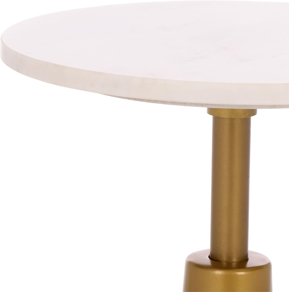 SAFAVIEH Home Collection - Paulon Round Side Table with White Marble Top & Cream Fluted Glass Base, Fully Assembled (ACC3216A)