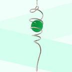 Wind Spinner Tail with Green Glass Orb,Gazing Ball Spiral Tail,Wind Spinners Stabilizer,Visual Illusion in Spinning Hanging Rotating Art Decor,Indoor Outdoor Garden Decoration-13in