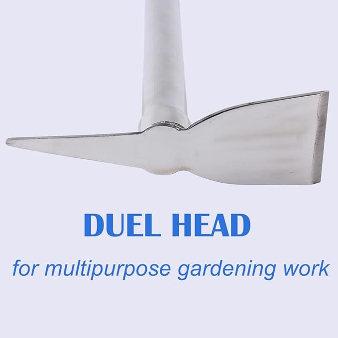 Stainless Steel Garden Hoe Pick 15-inch Length Lightweight Weather Resistant Metal Multipurpose Hand Tool for Gardening Cultivator Weeding Seeding Turning Soil