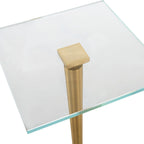 Miri Accent Table | Brass Plated and Tempered Glass Top with White Marble Base (11 in. W x 25 in. H)