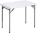 Folding Table 3ft Rectangular All-Occasion Plastic Folding Event Table for Indoor and Outdoor, Portable Desk, Camping, Durable and Stable, HDPE and Steel, Wide Application, White