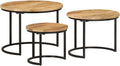 Nesting Tables 3 Piece Solid Mango Wood | Space Saving, Sturdy Tabletop, Versatile for Bedroom, Living Room, Office