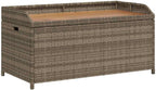 Outdoor Storage Bench with Waterproof Liner, 39.4-inch PE Rattan Garden Seat with Acacia Wood Accents, Patio Deck Box for Cushions and Gardening Supplies, Gray
