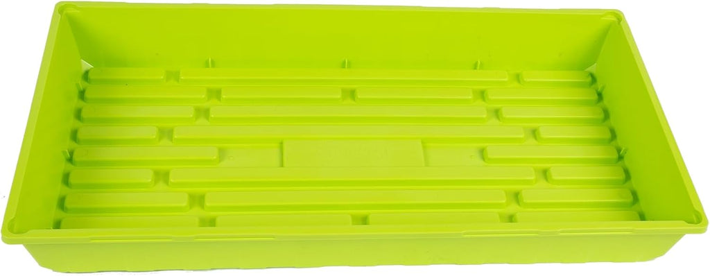 SUNPACK 10" x 20" Mega Plastic Seed Starting Tray, Lime Green, 2.5" - No Drainage Holes, Ideal for Greenhouses or Indoor Gardening - Made of Thick, Strong Plastic