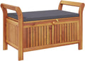 Garden Storage Bench with Cushion, Solid Acacia Wood Outdoor Storage Bench, Comfortable Seating and Ample for Garden Tools