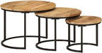 Nesting Tables 3 pcs Solid Mango Wood | Space-Saving Design, Sturdy Tabletop, Versatile for Living Room, Bedroom, Office