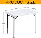 Folding Table 3ft Rectangular All-Occasion Plastic Folding Event Table for Indoor and Outdoor, Portable Desk, Camping, Durable and Stable, HDPE and Steel, Wide Application, White
