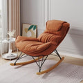 Single Rocking Chair with Ottoman for Adult, Accent Armchair for Balcony Lounge, Breathable Lounge Sofa with Removable Washable Cushion, Brown