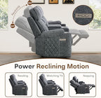 HAOMARKETS 3-Piece Power Recliner Sofa Set with Charging Port, Include Single Recliner Chair, 2-Seater Loveseat Reclining Couch and 3-Seater Reclining Sofa with Cup Holders for Living Room, Dark Grey