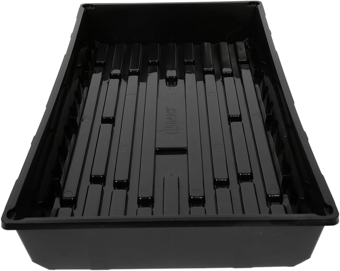 SUNPACK 10" x 20" Mega Plastic Seed Starting Tray, Black, 2.5" (Pack of 10) - No Drainage Holes, Ideal for Greenhouses or Indoor Gardening - Made of Thick, Strong Plastic