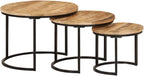 Nesting Tables 3 Pieces Solid Mango Wood | Space-Saving Design, Sturdy Tabletop, Versatile for Living Room, Bedroom, Office