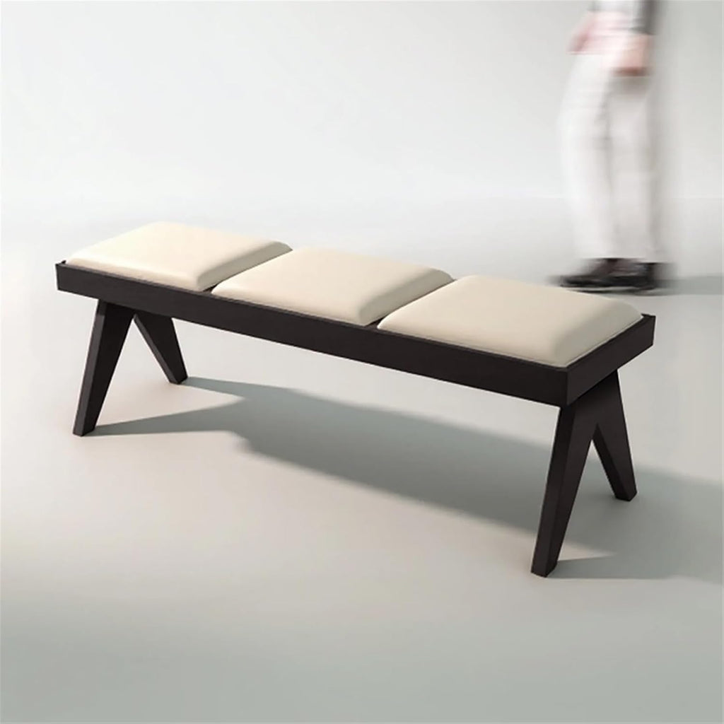 Modern Retro Wooden Upholstered Dining Table Cloakroom Shoe-Changing Stool Bedroom Bed-end Entryway(Large)