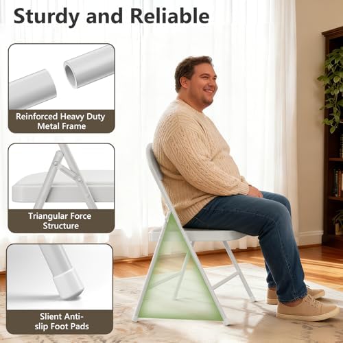 Folding Dining Table Set for 4, 5FT Foldable Plastic Table with Carrying Handle & 4 PU Leather Padded Folding Chairs, Portable Table and Chairs Set for Indoor Outdoor, Party, Wedding, Picnic, Camping